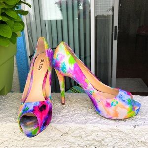 Guess Floral Platform Heels